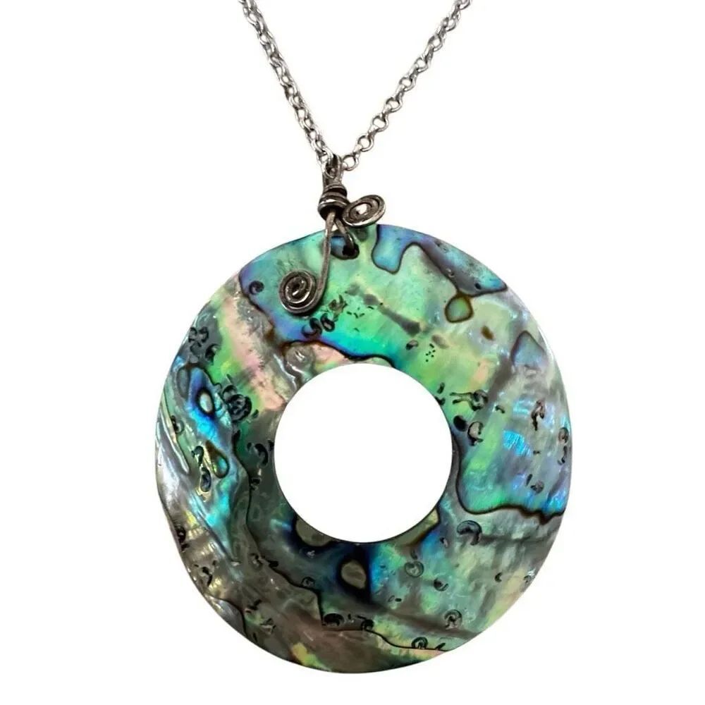 Sterling silver abalone pendant necklace